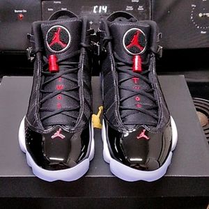Air Jordan 6 rings (black gym red) size 10